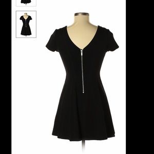 Fit and Flair Black Mini Dress with Zipper